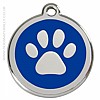 Red Dingo Dark Blue Paw Print Dog ID Tag
